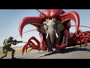 Heroic rescue team saves a mother elephant from a giant mutant centipede