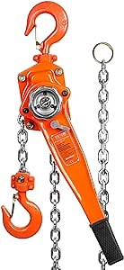 VEVOR Manual Lever Chain Hoist, 1-1/2 Ton 3300 lbs Capacity 20 FT Come Along, G80 Galvanized Carbon Steel with Weston Double-Pawl Brake,Auto Chain Leading & 360° Rotation Hook, for Garage Factory Dock