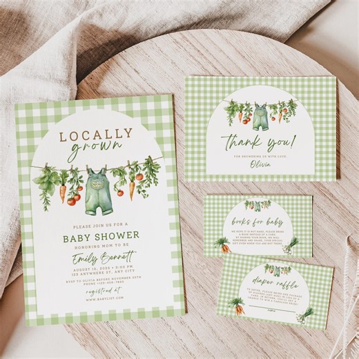 Editable Locally Grown Baby Shower Bundle, Farmers Market Baby Shower Invitation, Rustic Baby Shower, Digital Download, Digital Invitation - Etsy UK