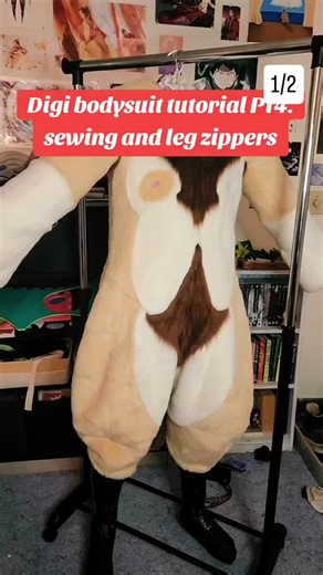 Twiggy Leaf Creations on Instagram: "Digi bodysuit tutorial PT4: 1/2 sewing and leg zippers #furryfandom #trending #howto #fursuiter #furry #fursuitmaker #fursuit #tutorial"