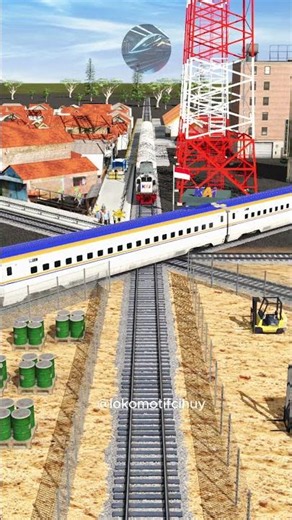 2 high-speed trains and 2 locomotive trains passing by #train #railtrack #railroad #railway