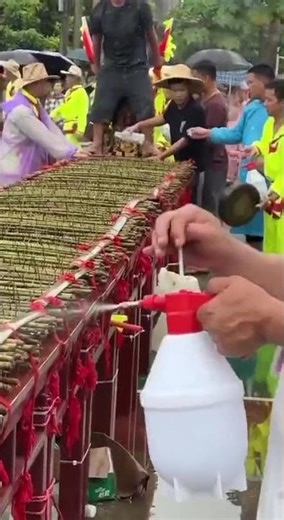Walking barefoot on nails