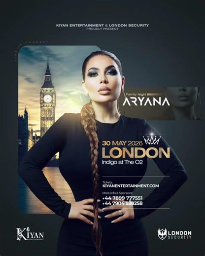 Aryana Sayeed takes the stage at the Indigo at The O2 on 30/05/26 Afghan Family Night Concert.