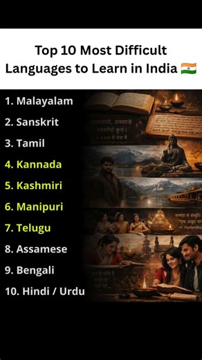 Top 10 Most Difficult Languages to Learn in India 🇮🇳