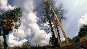 Mounted video. Shooting. A man is practicing tactical shooting with a pistol at a shooting range. Stock Video