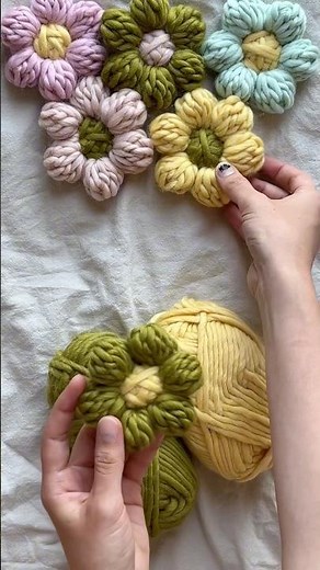 Wool Flowers Crochet Pattern By Alina | DIY Crochet Flower | Handmade Yarn Flower Tutorial #crochet