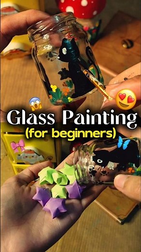Glass Painting *for beginners* 😍🦋✨️ #diy #glasspainting #shorts