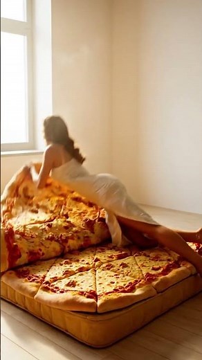 🍕 Pizza Dream ASMR 💋 Sensual Model on a Cheesy Bed 🌙 #aiasmr #asmr #sleepasmr #bed #relax