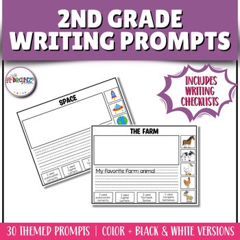 2nd Grade Writing Prompts Bundle | Sentence Writing & Editing Checklists