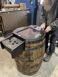 "Worth every penny! This barrel made our bar complete. I can’t stress enough how well it is made. MC Barrels are true craftsmanship" - David N. ⭐⭐⭐⭐⭐ ✅ Tops can be customized ✅ 60 Games in 1 ✅ Ms Pacman, Donkey Kong and more! | Motor City Barrels