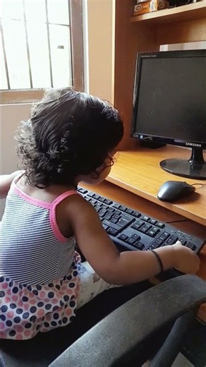 Little Girl Working On The Computer Like A Boss! 💻😍 #shorts