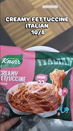 Caption: Knorr Creamy Fettuccine Italian Noodles 🍝🧀 Creamy, cheesy, and slightly spicy ⭐ 4/5#review