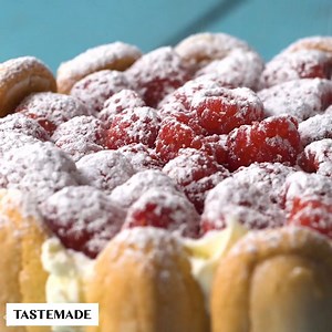 It takes a wall of ladyfinger cookies to hold in the sweet, creamy flavor of the Raspberry Charlotte Express! | Sugar Fix
