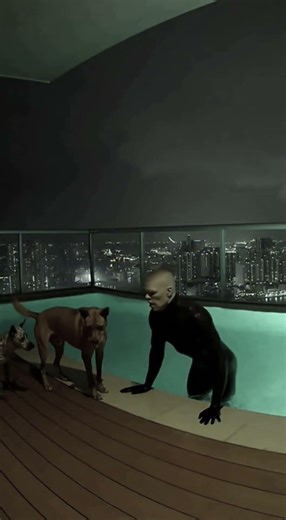 This nonhuman creature appeared on a rooftop late at night 😨