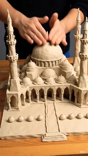 Beautiful Clay Mosque With Courtyard 🕌 | Satisfying Timelapse #clayart #mosque #masjid