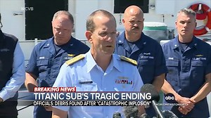 The search for the missing Titanic tour sub carrying five people has come to a tragic end, with the Coast Guard saying debris found suggests a catastrophic implosion. Gio Benitez reports as the U.S. Navy confirms it likely detected the implosion Sunday. https://trib.al/pyfNoBa | ABC World News Tonight with David Muir