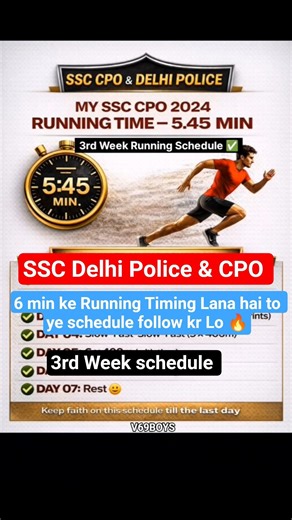3rd Week Running Schedule for Delhi Police & SSC CPO ✅🚨 #delhipolice #running #ssccpo #viral #ssccgl