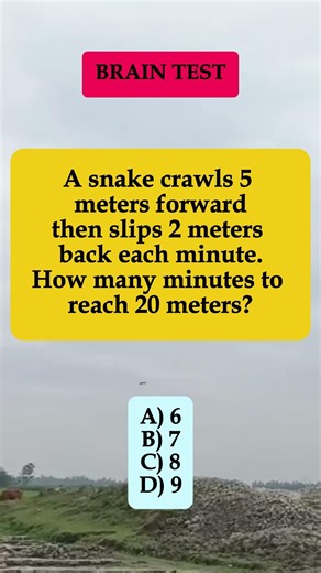 Snake Crawls 5m Forward, Slips 2m Back Each Minute – How Long to Reach 20m #shorts #iqvistax