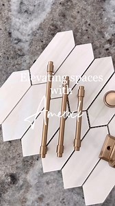 #ad I came across Amerock Hardware’s Destine cabinet hardware, and I knew it was exactly what we needed to elevate this space! The detail, quality, and champagne bronze couldn’t have been any more perfect! As a bonus, they even had some beautiful matching hooks for our entryway to tie everything together. #amerockhardware #amerock @amerockhardware | The Gibby Home