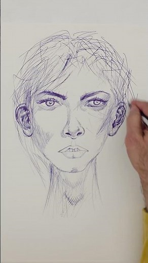 Draw a WILD PILLION with JUST a Blue Pen #drawing #pencilportrsit #portraitart #DrawingTutorial #Pen