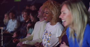 Theatre audience laughing at comedy show or funny movie Stock Video