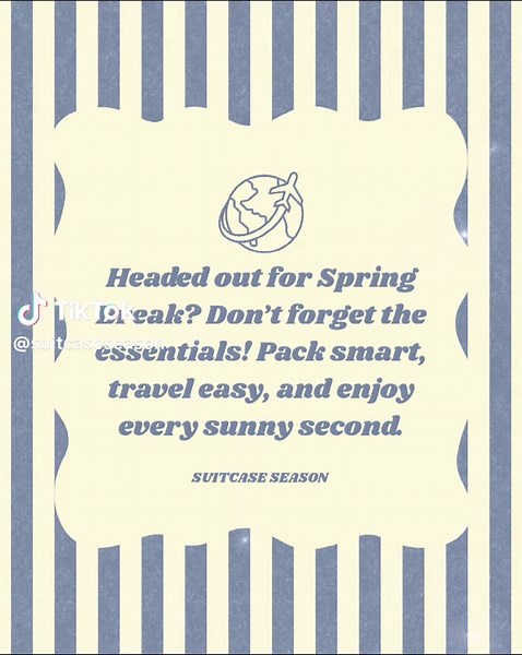 Spring Break prep starts before you hit the beach. Double‑check these easy‑to‑forget essentials: Chargers & portable charger Sunscreen Sunglasses Toiletries Medications Swimsuit Flip‑flops ID or passport Cash Headphones Travel feels a lot smoother when the basics are covered. 🌺✨