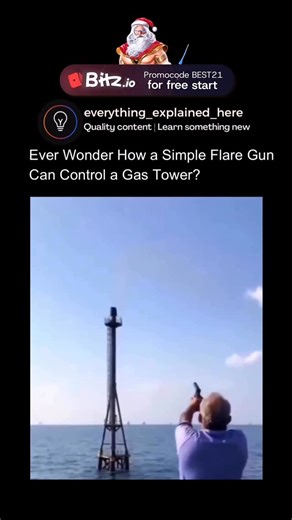 Explainer Hub on Instagram: "In oil rigs and gas plants, releasing excess gas directly into the air is extremely dangerous. That’s where flare guns come in. When pressure inside pipelines becomes too high, operators need to burn off extra gas immediately and safely. A flare gun fires a burning cartridge directly into the gas stream, creating instant ignition. This controlled fire prevents gas from building up, which could otherwise cause massive explosions. The flare burns the excess fuel at the