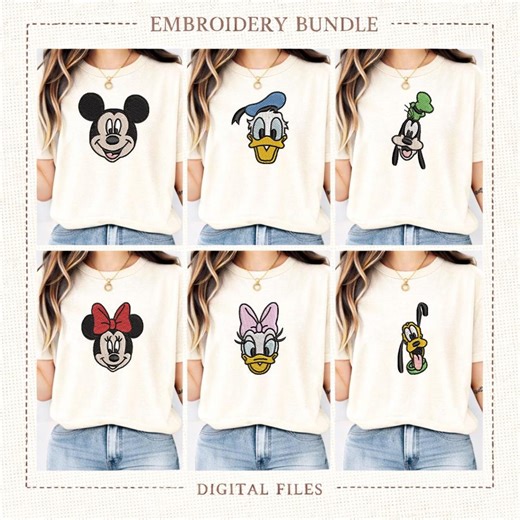 Disney Character Embroidery Bundle Mickey Minnie Donald Daisy Goofy Machine Digital Patterns - Etsy