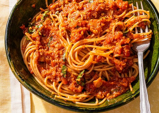 Meatless “Meat” Sauce with Chickpeas and Mushrooms | America's Test Kitchen