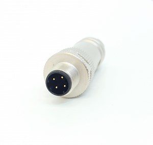 [Hot Item] Shielded Metal Shell Straight Screw Terminals D-Code Plug 4-Pin Male Round M12 Connector