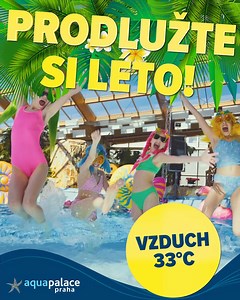🌞 Prodlužte si léto v Aquapalace Praha! 🌊 Voda má osvěžujících 30°C, vzduch příjemných 33°C. Kdykoli chcete, 🌴 teplo a zábava na dosah ruky! 🏖️ Přijďte se ohřát a užít si letní atmosféru ještě dnes! 🏊‍♀️☀️ | Aquapalace Praha