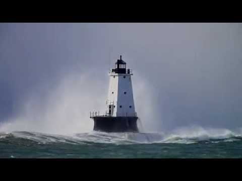 Waves Over Ludington Lighthouse on 10/31/14