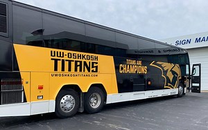 38 reactions | Watch this really cool video and see how a motorcoach is magically converted to a rolling billboard! IMG's Lamers Bus Lines with the University of Wisconsin Oshkosh athletics program Titan wrapped motorcoach. Looking very awesome! #goIMG | IMG: International Motorcoach Group | Facebook