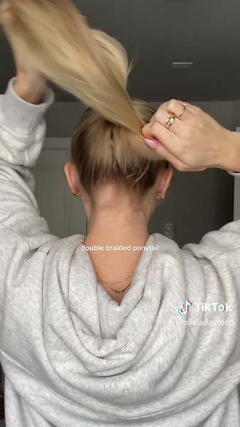 Slick Back Double Braided Ponytail Hairstyles
