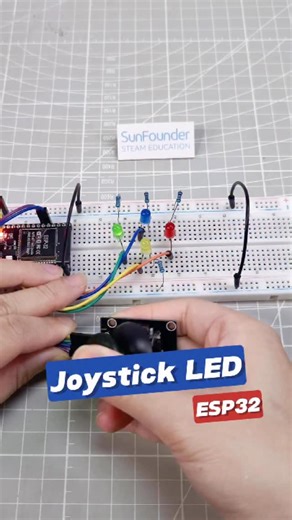 SunFounder Maker Education on Instagram: "Joystick to LED Direction Demo (So Satisfying!) 😍#ESP32 #JoystickProject #LEDControl #AnalogInput #ArduinoProjects #TechTok #MicrocontrollerMagic #DIYController #STEMProject #ElectronicsFun"