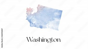 2d animated map showing the state of Washington from the united state of america. 2d map of Washington.