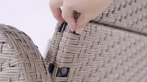 Grand patio Indoor & Outdoor Recliner Chair PE Wicker Patio Recliner with Flip Table Reclining Lounge Chair, Mist Grey