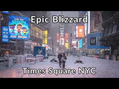 NYC BURIED: 2 Feet of Snow in Times Square & Grand Central (Historic 2026 Blizzard) 4k