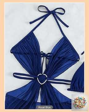 3pcs Halter Neck Bikini Beach Summer Solid Color Split Swimsuit Womens Clothing