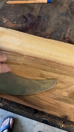 @ourlittleshed_ using his Hafco Woodmaster bandsaw, disc sander and linisher to create a truly amazing surfboard fin. #machineryhouse #wood #sanding #woodworking #shed #surfboard #surfing | Hare & Forbes Machineryhouse