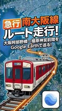 【近鉄南大阪線】Google Earthで辿る急行の全ルート！大阪阿部野橋〜橿原神宮前 #shorts