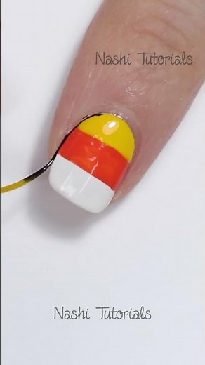 Cartoon Candy Corn Halloween Nail Art Tutorial #shorts
