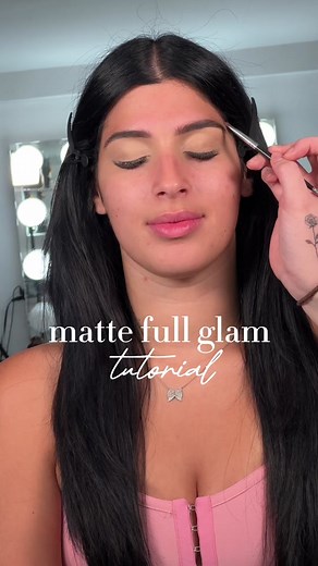 matte full glam makeup tutorial 🤎 #makeuptutorial #eyeshadowtutorial #makeupinspo #mattemakeup