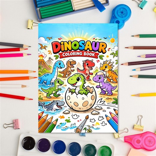Dinosaur Coloring Book for Kids, Toddler Activity Pages (PDF Download) - Etsy