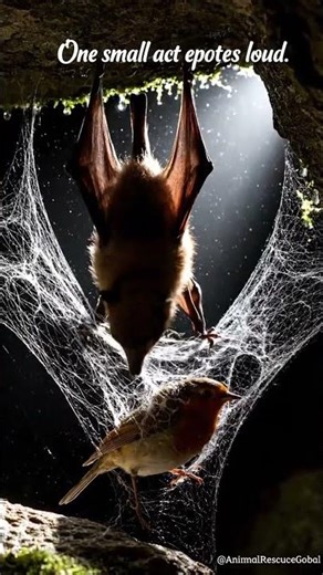 Bat Saves a Bird from Danger | Shocking Wildlife Moment #animals #wildlife #animalrescue #birds