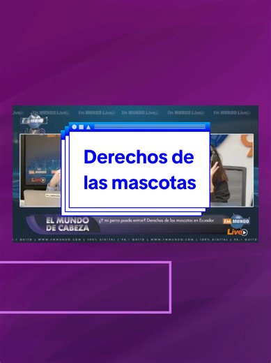 #FmMundoLive| #ElMundoDeCabeza| ¿Parques, restaurantes, transporte? La ley ecuatoriana sí regula dónde puede entrar tu mascota y cuándo es obligatorio permitirlo. Lo explicamos claro y sin mitos junto a José Luis Vásconez, abogado. Escúchanos en todo el mundo a través de www.fmmundo.com - #FmMundo, 100% digital 📲