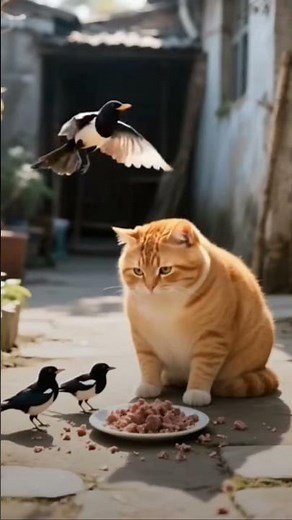 Best buddies helping each other 💰🐦😺#cat #birds #friends #money #help