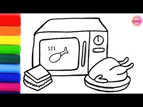🥪 🍗 How to Draw & Color Cute Microwave Oven 🍗 | Easy Drawing for Kids 🫠