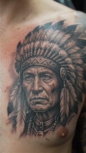 🪶 Native American Chief Chest Tattoo | Hyper Realistic Tattoo Process