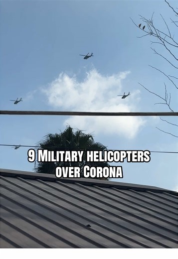 9 Military helicopters fly over Corona. Where are they headed? #inlandempire #coronaca #aroundcorona #blackhawk #military